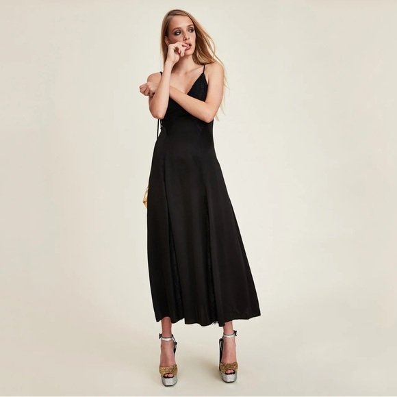 *Flawed* LPA Satin Lace Maxi Slip Dress - Picture 2 of 10